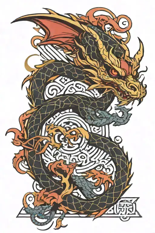 skz and dragon intertwined tattoo design idea