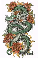 skz and dragon intertwined tattoo design idea