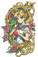 sailor moon and dragon intertwined tattoo design idea
