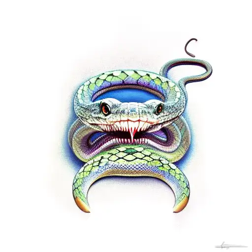 A snake trying to eat a swallow tattoo design idea