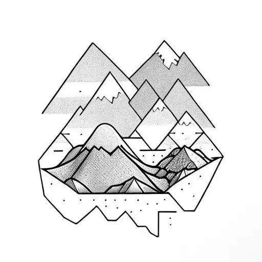 mountains and ocean tattoo design idea