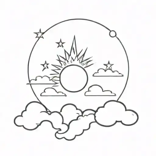 stars , moon , sun, clouds tattoo design idea