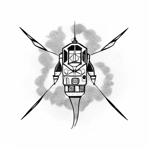 attack drone fire rocket tattoo design idea
