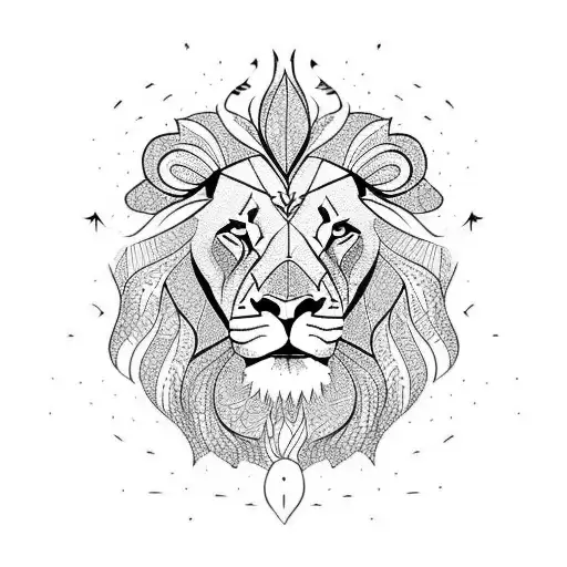 lion with fire tattoo design idea