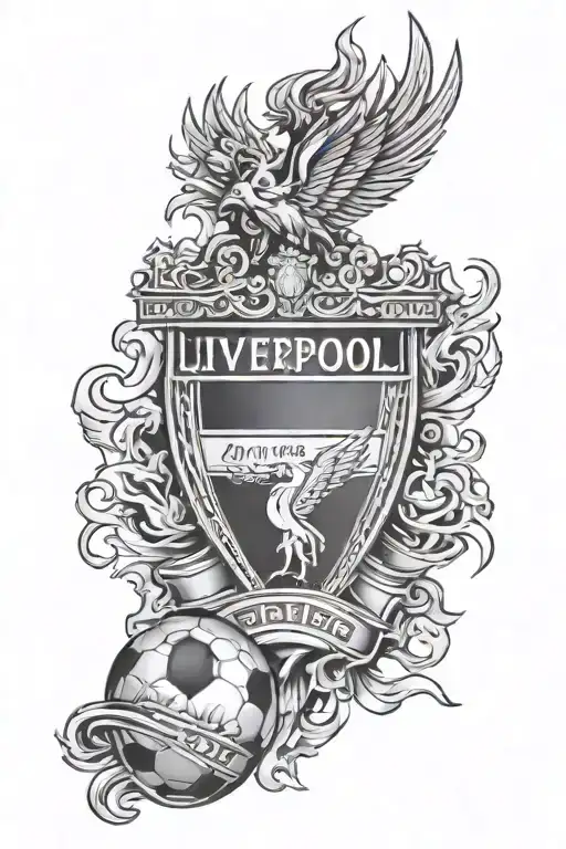 Liverpool Football Club, The eternal flame for the 97, great managers faces, stars for European cups, trophies quotes tattoo design idea