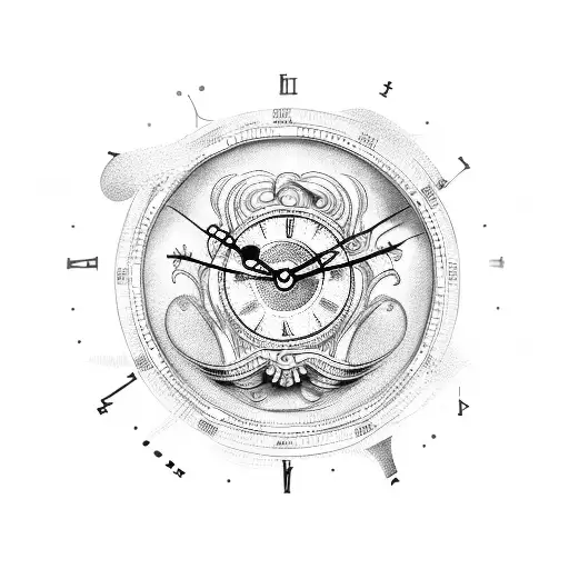 clock within libra sign tattoo design idea