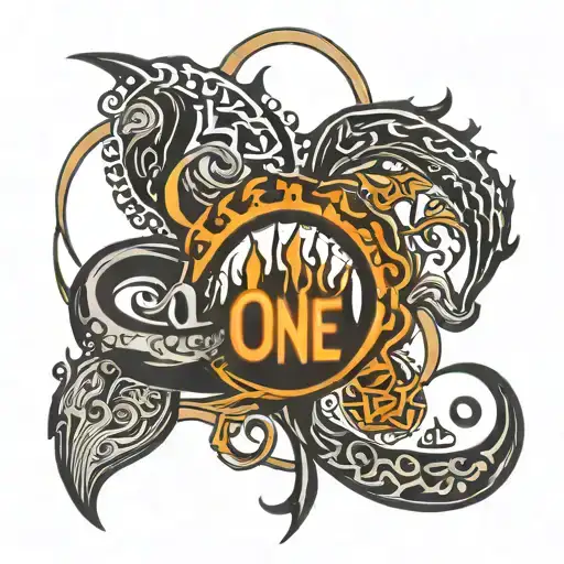 "CHOSEN ONE" SPELLED AND OVERLAPPED USING THE O FROM CHOSEN AS THE O FOR ONE AND ONE IN ORANGE OR RED OR MAYBE FLAMES tattoo design idea