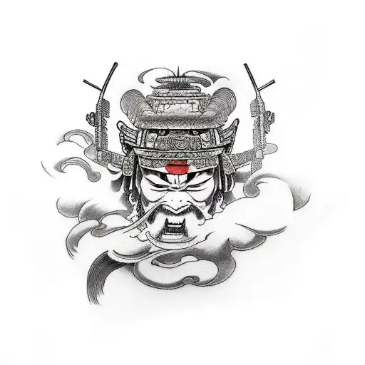 Samurai From elbow to knuckles on left forearm tattoo design idea