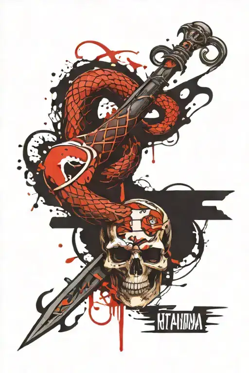 snake dagger tattoo design idea