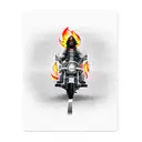A badass firefighter riding a Harley Davidson motorcycle with flames shooting out of the exhaust pipes tattoo design idea