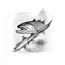 trout outline tattoo design idea