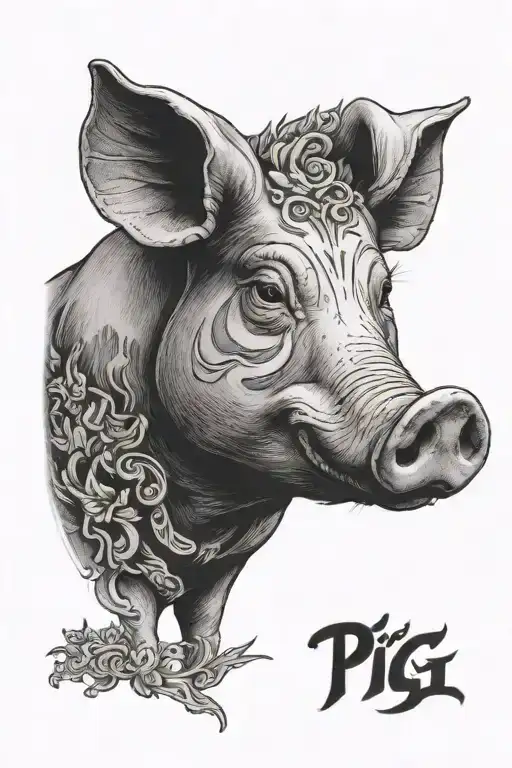 pig face made tattoo design idea