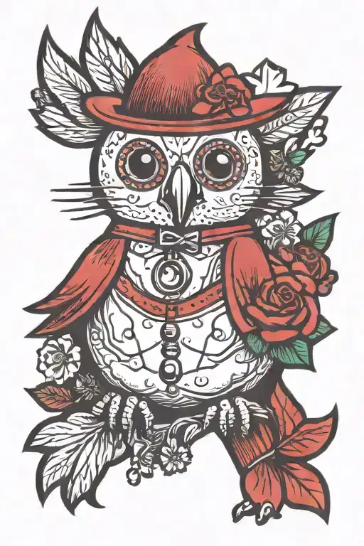 voodoo doll shaped like a cardinal tattoo design idea