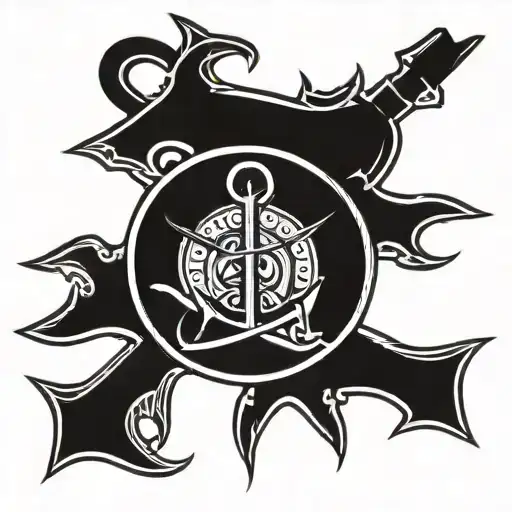 black anchor in a circle surrounding tattoo design idea