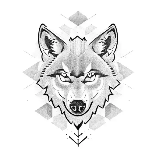 Game controller with pixelated wolf silhouette tattoo design idea