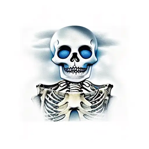 mexican skeleton reaching down from clouds tattoo design idea