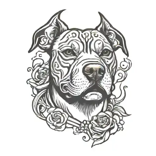 heart  pitbull lighting bold rich 1911  tattoo design idea