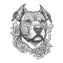 heart  pitbull lighting bold rich 1911  tattoo design idea