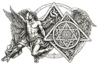 male angel and the seal of Solomon tattoo design idea