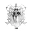 Gwyndolin from Dark Souls posing as Lady Justice  tattoo design idea