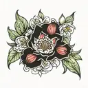 carnation, waterlilly, larkspur, snowdrop flower tattoo design idea