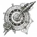movie inception spindle with Morse code "time waits for no one" circling the tatoo  tattoo design idea