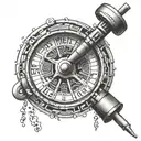 movie inception spindle with Morse code "time waits for no one" circling the tatoo  tattoo design idea