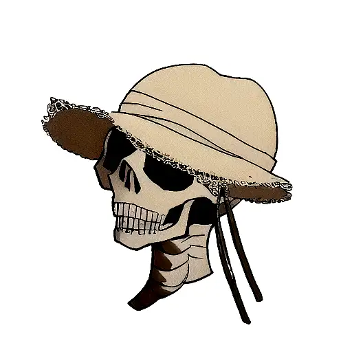 skull with a straw hat  tattoo design idea