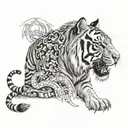 tiger with dragon tattoo design idea