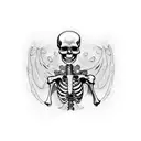 skeleton escaping coffin tattoo design idea