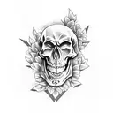 skeleton escaping coffin tattoo design idea