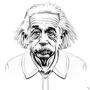 Albert Einstein with severe Downs Syndrome  tattoo design idea