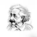 Albert Einstein with severe Downs Syndrome  tattoo design idea