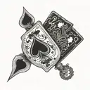 Playing cards on wrist with numbers 2 and 8 and J. all clubs tattoo design idea
