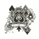 Playing cards on wrist with numbers 2 and 8 and J. all clubs tattoo design idea