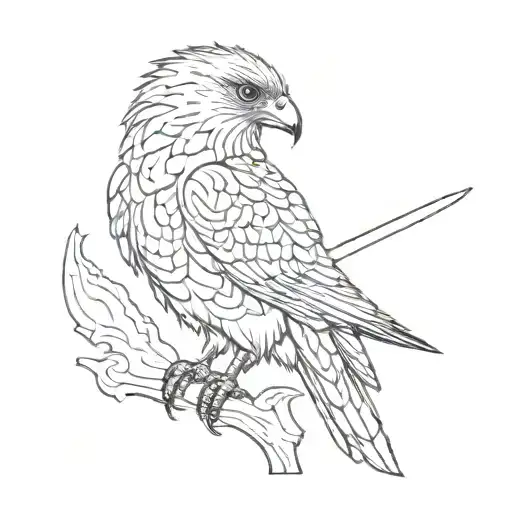 Combine a hawk's silhouette with a knife blade for a minimalist design tattoo design idea