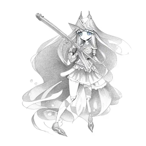 dark magician girl tattoo design idea