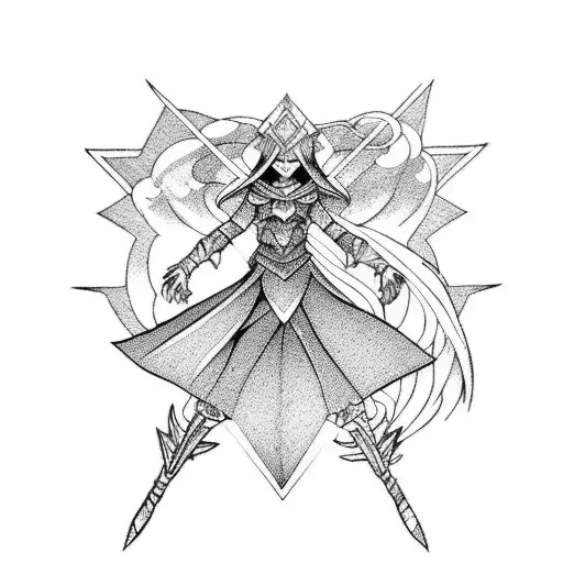 dark magician girl tattoo design idea
