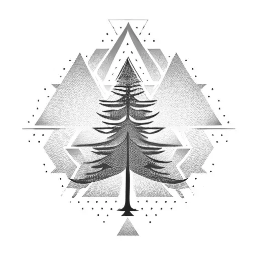 Pine Tree with triangles tattoo design idea