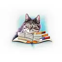 Cat playing piano with books and coffee tattoo design idea