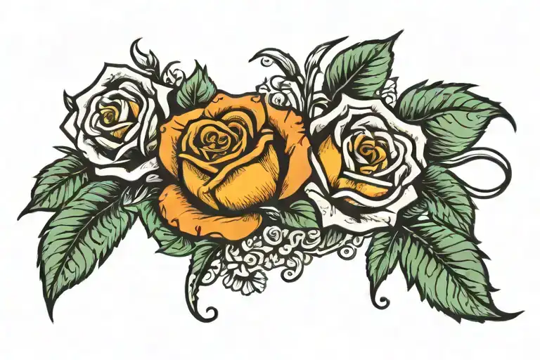 999 with rose through it tattoo design idea