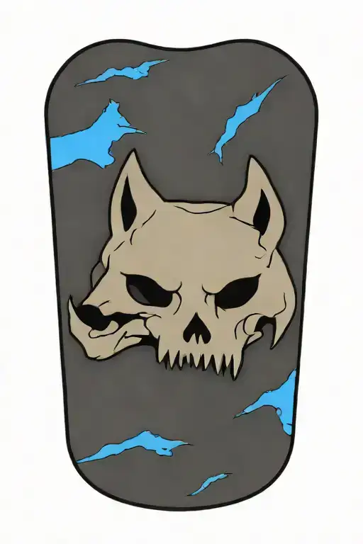 a wolf skull with no background behind it tattoo design idea