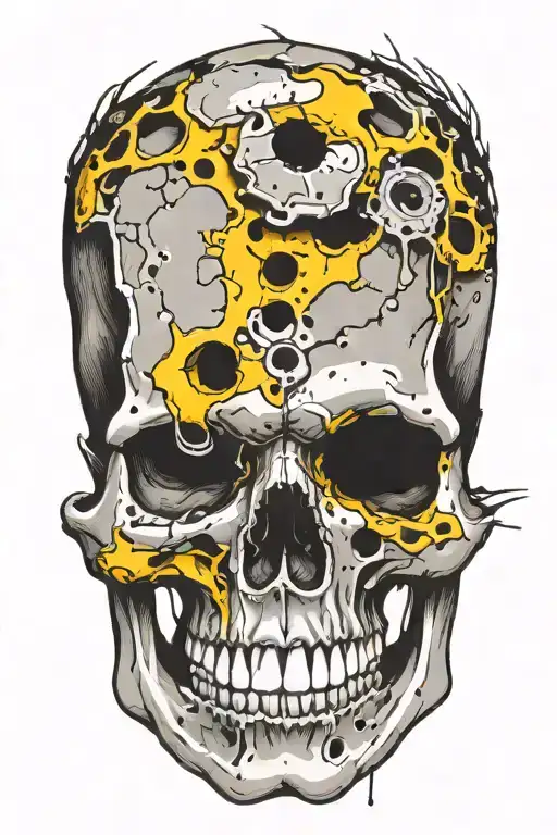 skull with a bullet hole in the forehead  tattoo design idea