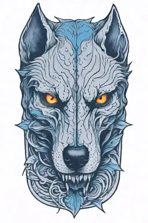 a wolf skull with no background behind it tattoo design idea