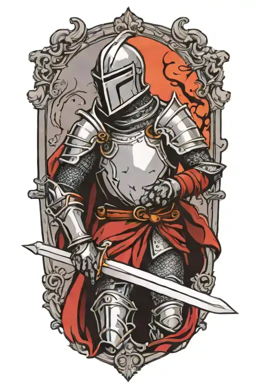 a knight holding a sword tattoo design idea