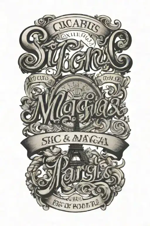the words sic Paris magna in a cursive font, with no background tattoo design idea