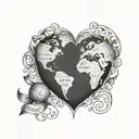 A heart-shaped globe with the quote 'And she loved a little boy very, very much. More than she loved herself' tattoo design idea