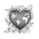 A heart-shaped globe with the quote 'And she loved a little boy very, very much. More than she loved herself' tattoo design idea