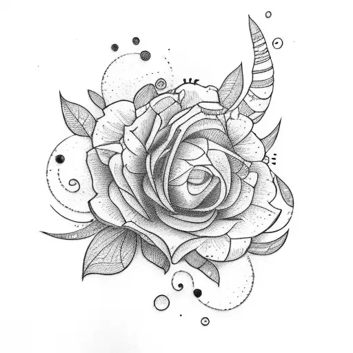 concha e flores tattoo design idea