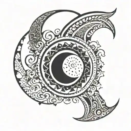crescent moon phases diagonal tattoo design idea